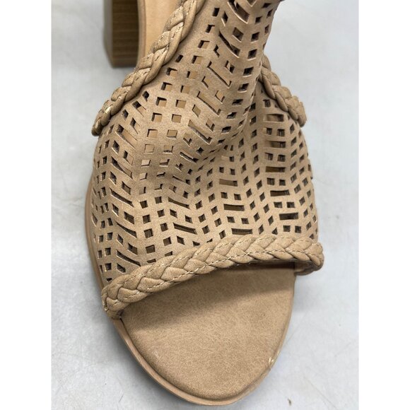 soda chunk high heel shoes open toed sides net brown size 8.5 back zip READ new - Picture 4 of 9